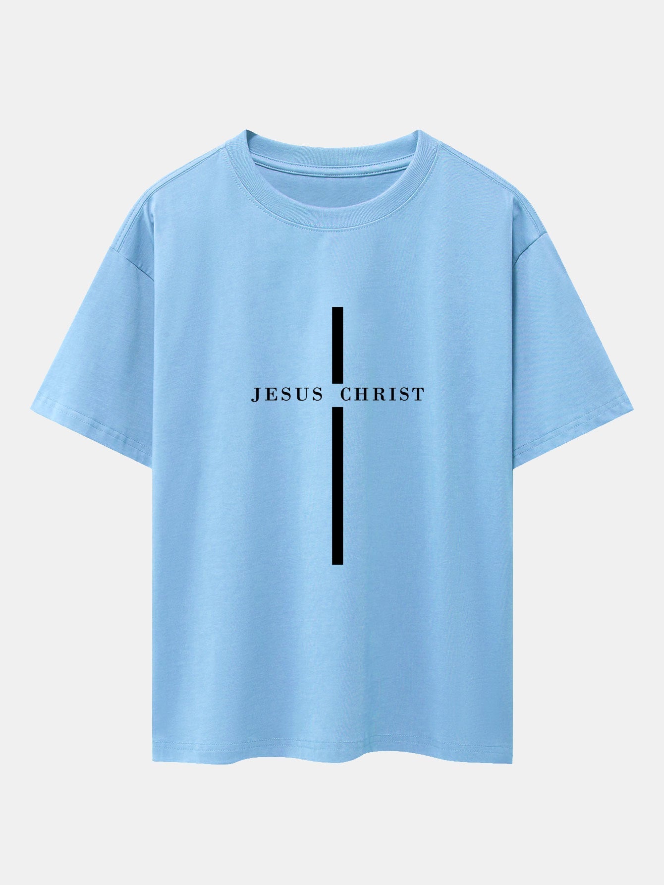 Olegario® | Jesus Christ Stripe Print Drop Shoulder Oversize T-Shirt