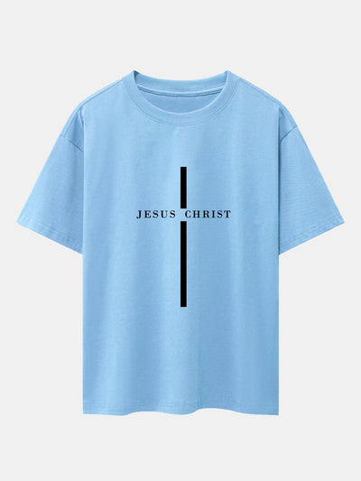Olegario® | Jesus Christ Stripe Print Drop Shoulder Oversize T-Shirt