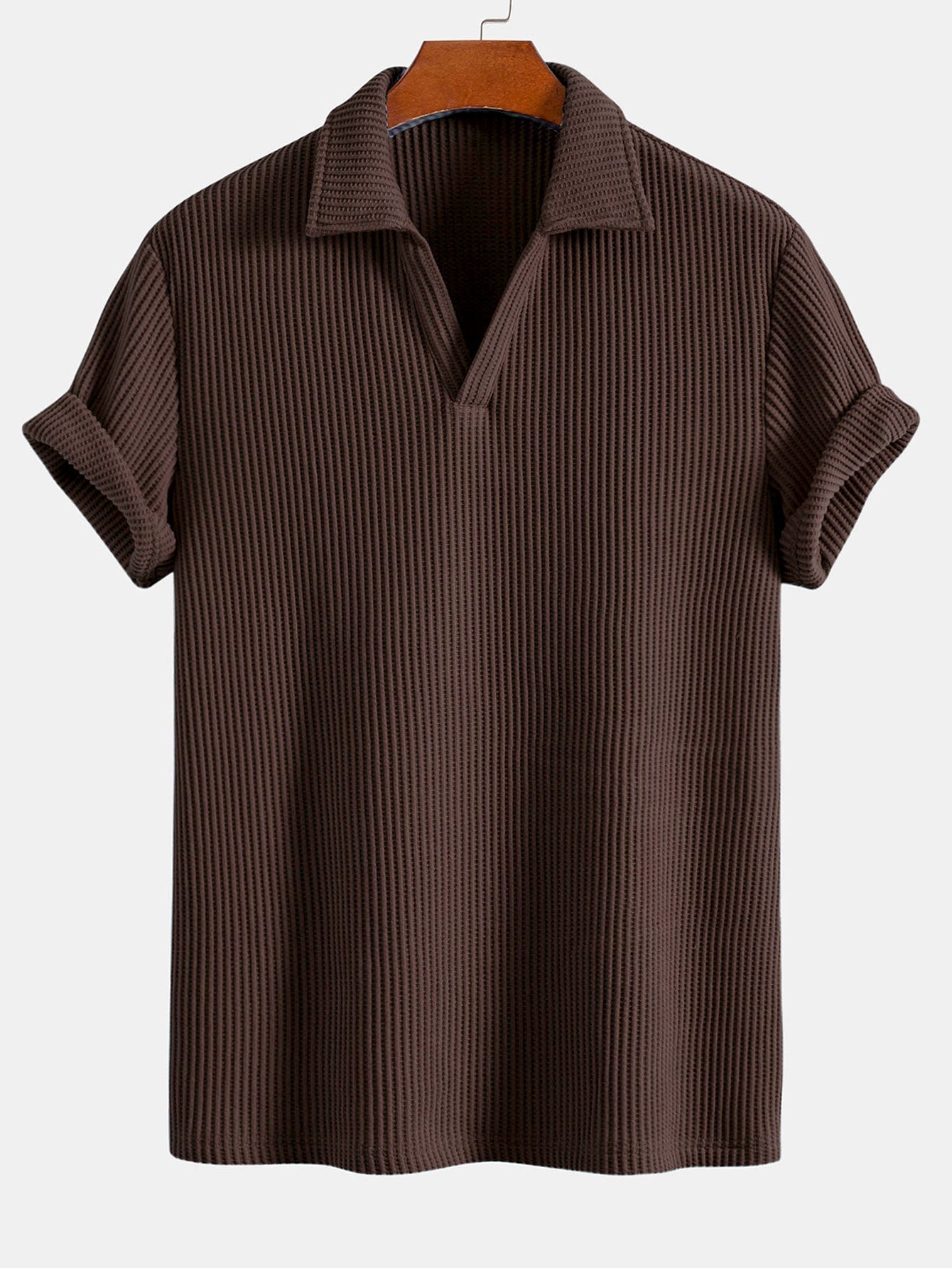 Liduvino® | Short Sleeved Waffle V-Neck Polo