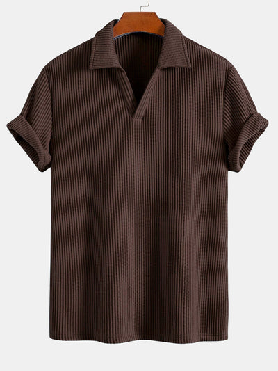 Liduvino® | Short Sleeved Waffle V-Neck Polo