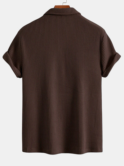 Eli | Short Sleeved Waffle V-neck Polo