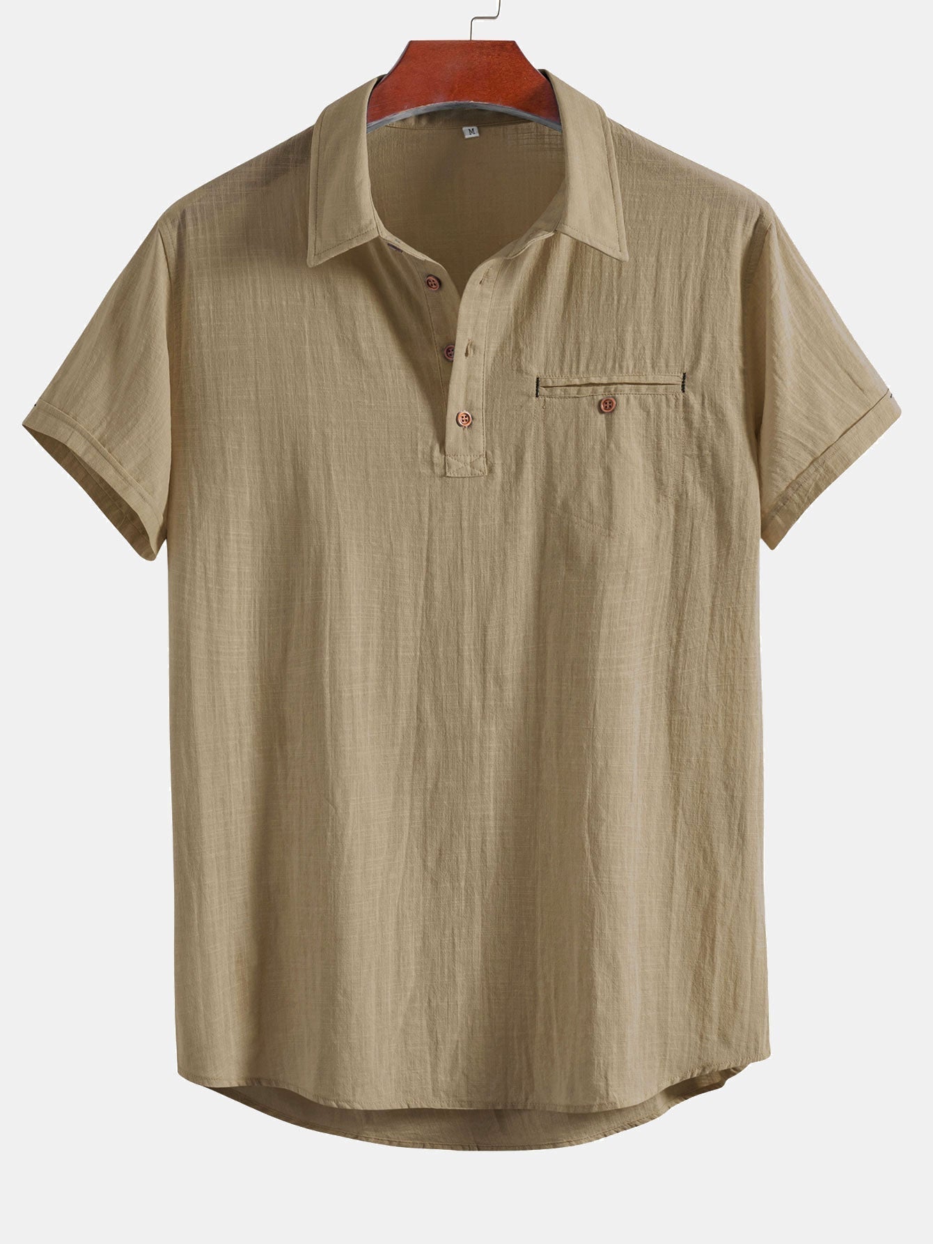 Aristides® | Short Sleeve Linen Look Polo Collar Shirt