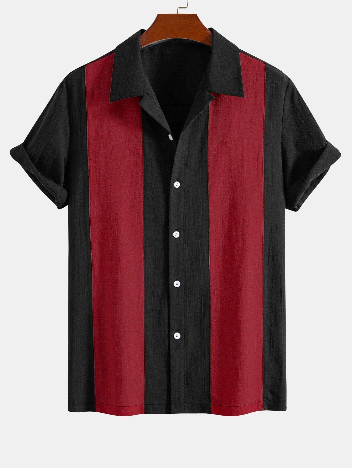 Lino® | Linen Look Patchwork Bowling Shirt