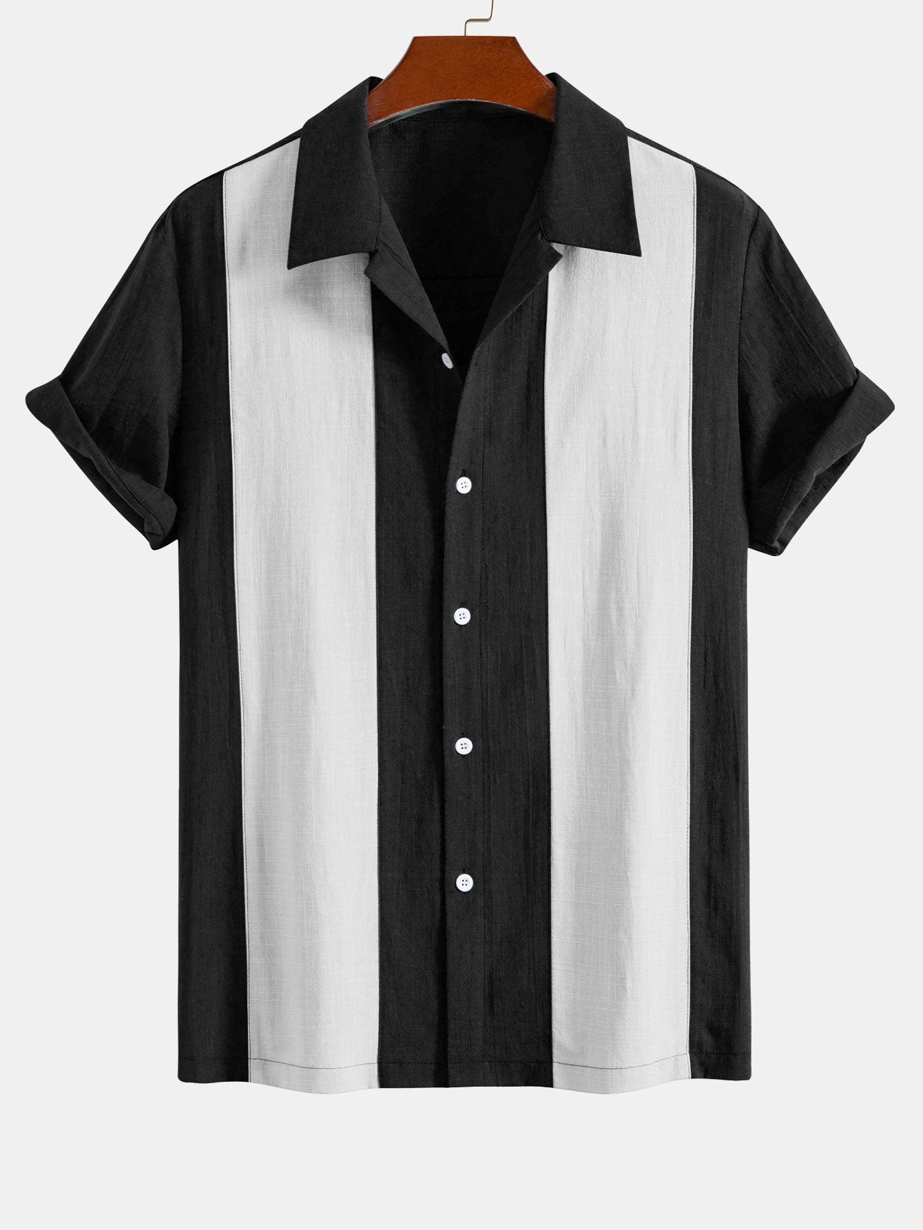 Aryeh® | Linen Look Patchwork Bowling Shirt
