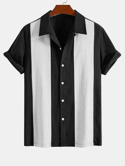 Aryeh® | Linen Look Patchwork Bowling Shirt