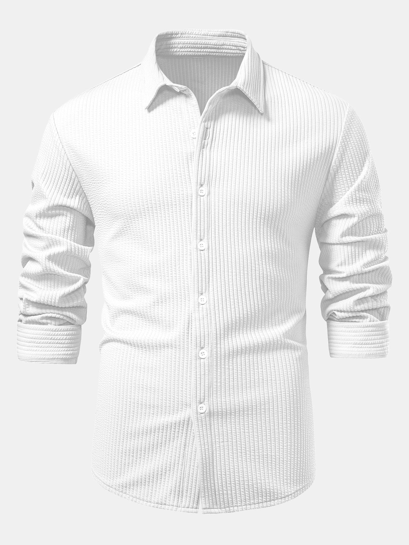Kalil® | Long Sleeve Muscle Fit Ribbed Button Up Shirt