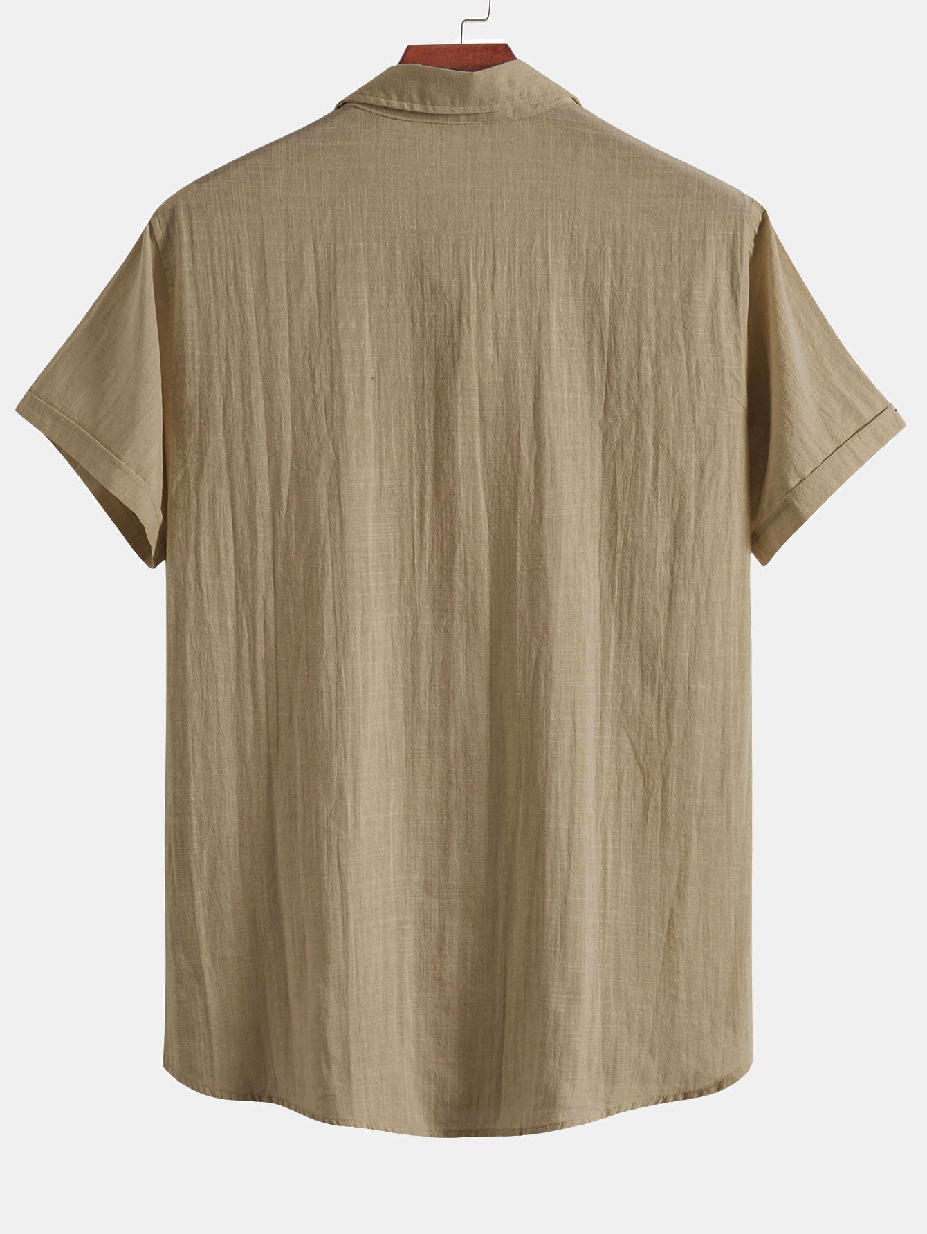 Guarionex® | Short Sleeve Linen Look Polo Collar Shirt