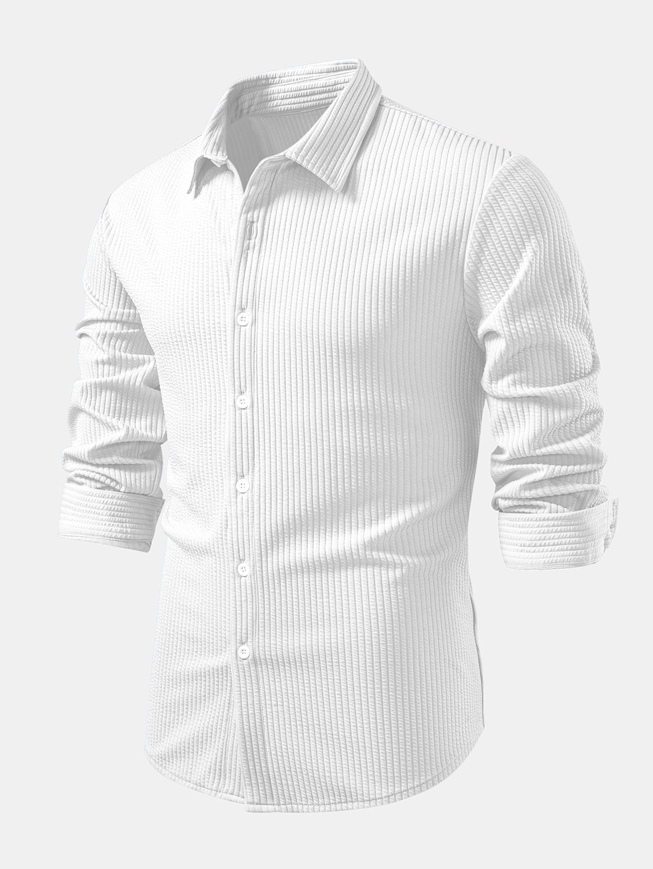 Kalil® | Long Sleeve Muscle Fit Ribbed Button Up Shirt