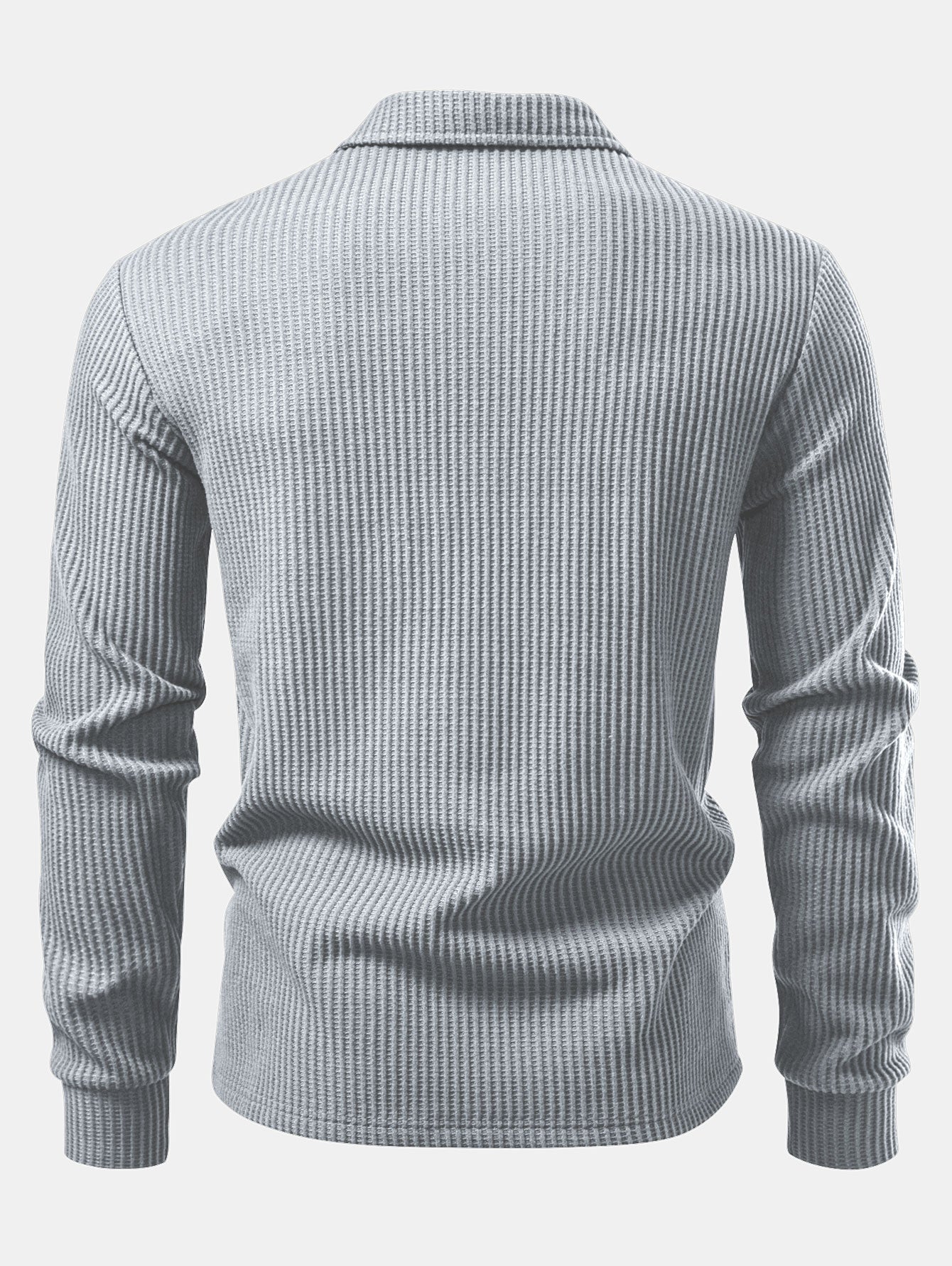 Zachary | Long Sleeved Knitted Waffle Polo Shirt