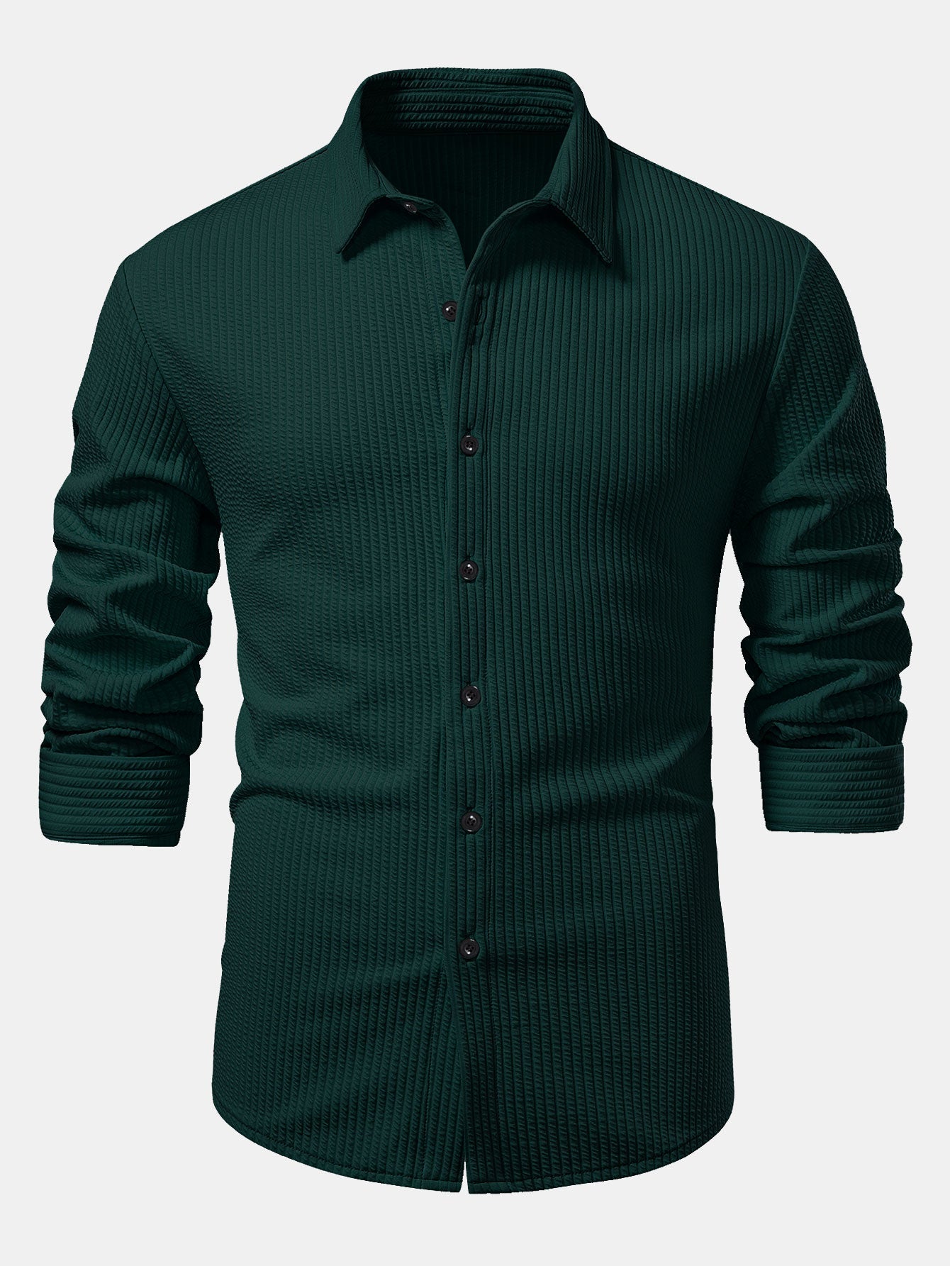 Kalil® | Long Sleeve Muscle Fit Ribbed Button Up Shirt