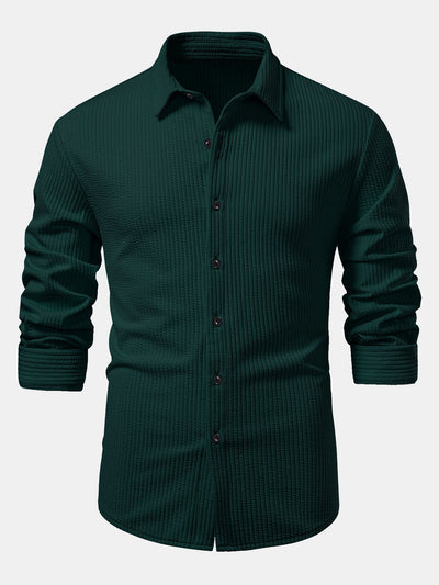 Kalil® | Long Sleeve Muscle Fit Ribbed Button Up Shirt