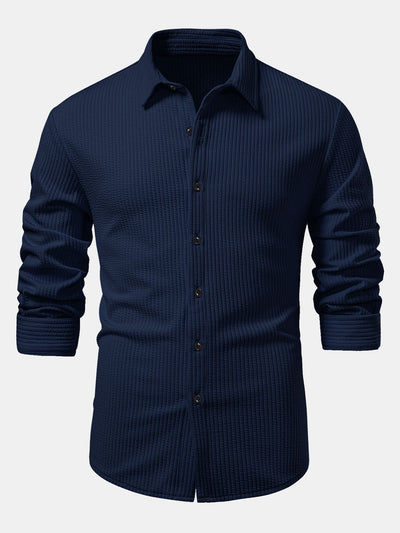 Kalil® | Long Sleeve Muscle Fit Ribbed Button Up Shirt