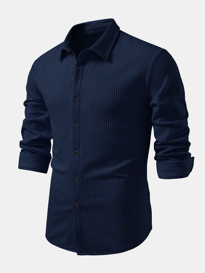 Kalil® | Long Sleeve Muscle Fit Ribbed Button Up Shirt