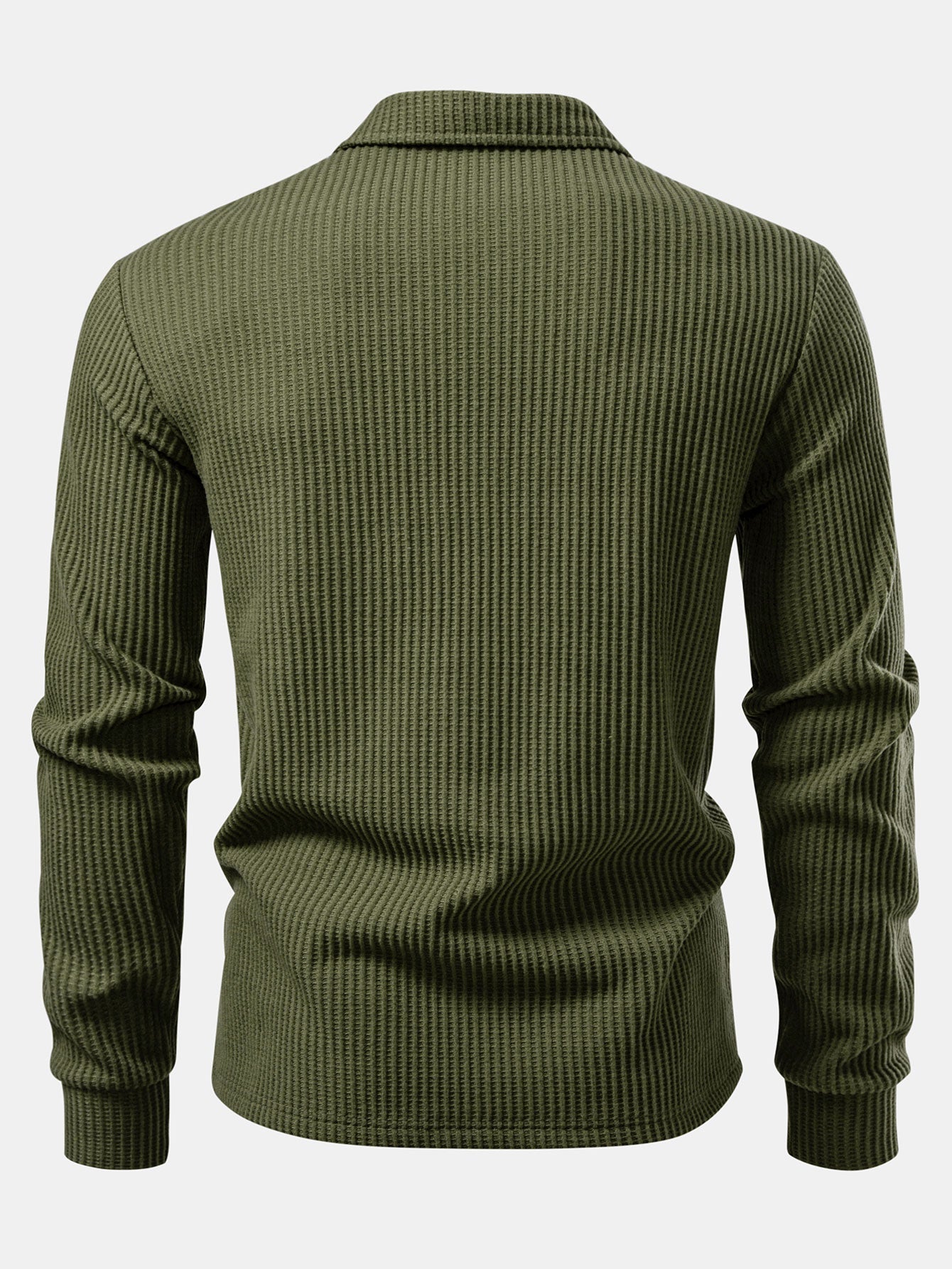 Zachary | Long Sleeved Knitted Waffle Polo Shirt