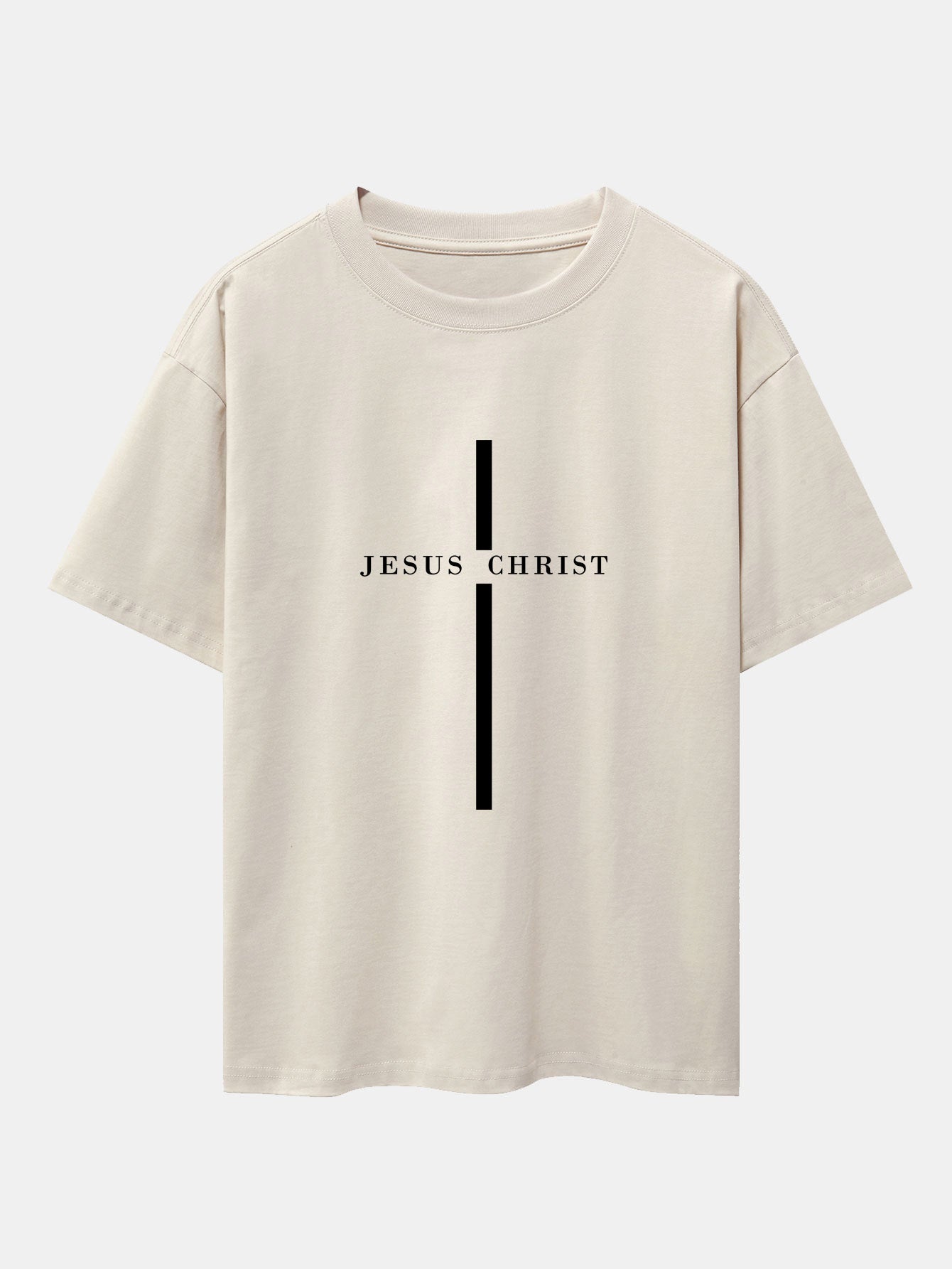 Olegario® | Jesus Christ Stripe Print Drop Shoulder Oversize T-Shirt