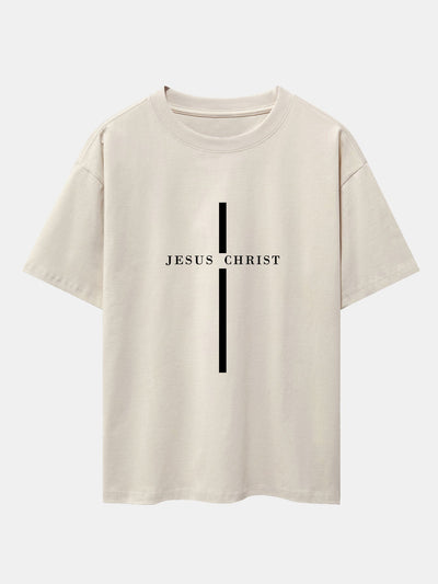 Olegario® | Jesus Christ Stripe Print Drop Shoulder Oversize T-Shirt