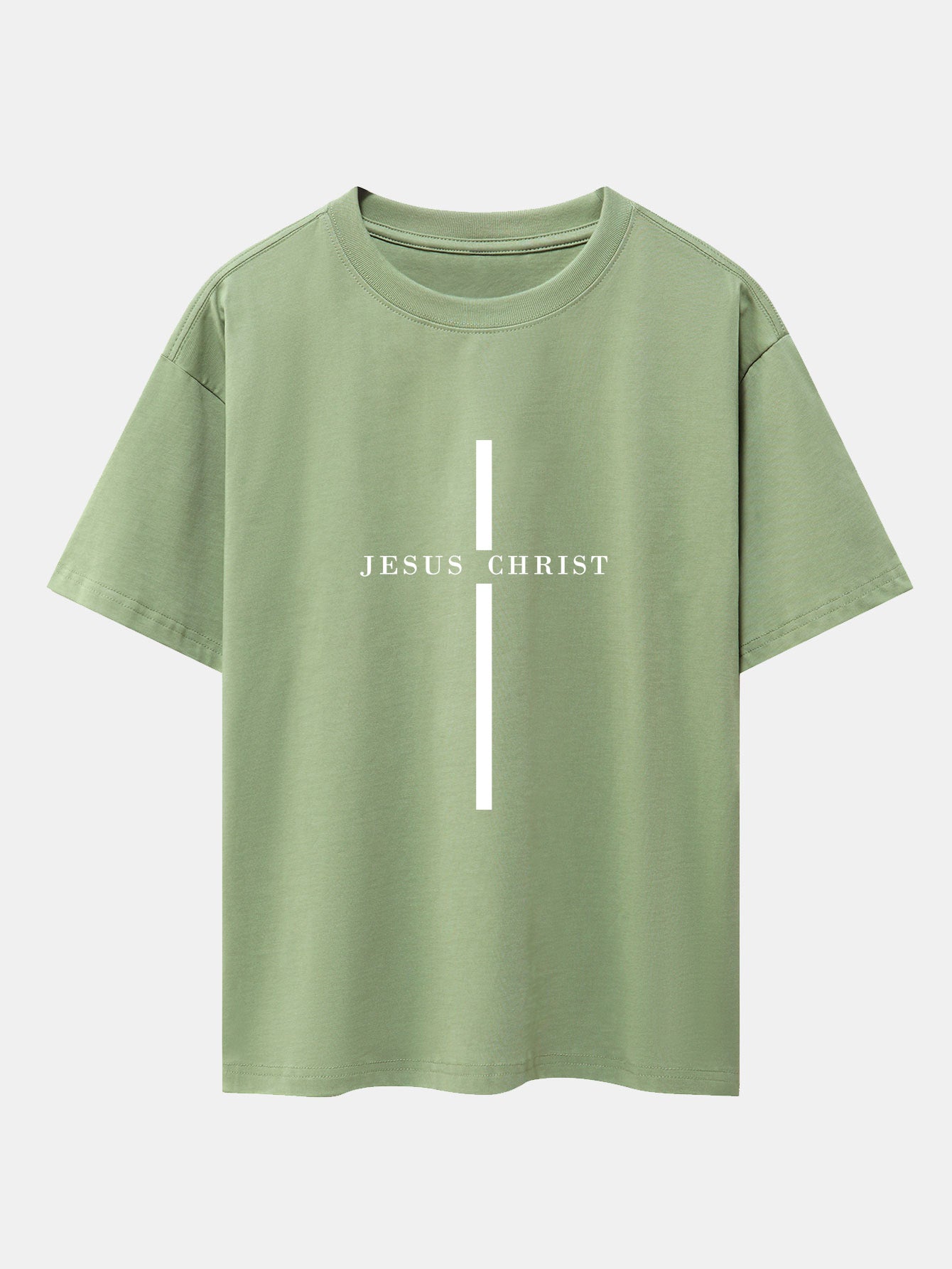 Olegario® | Jesus Christ Stripe Print Drop Shoulder Oversize T-Shirt