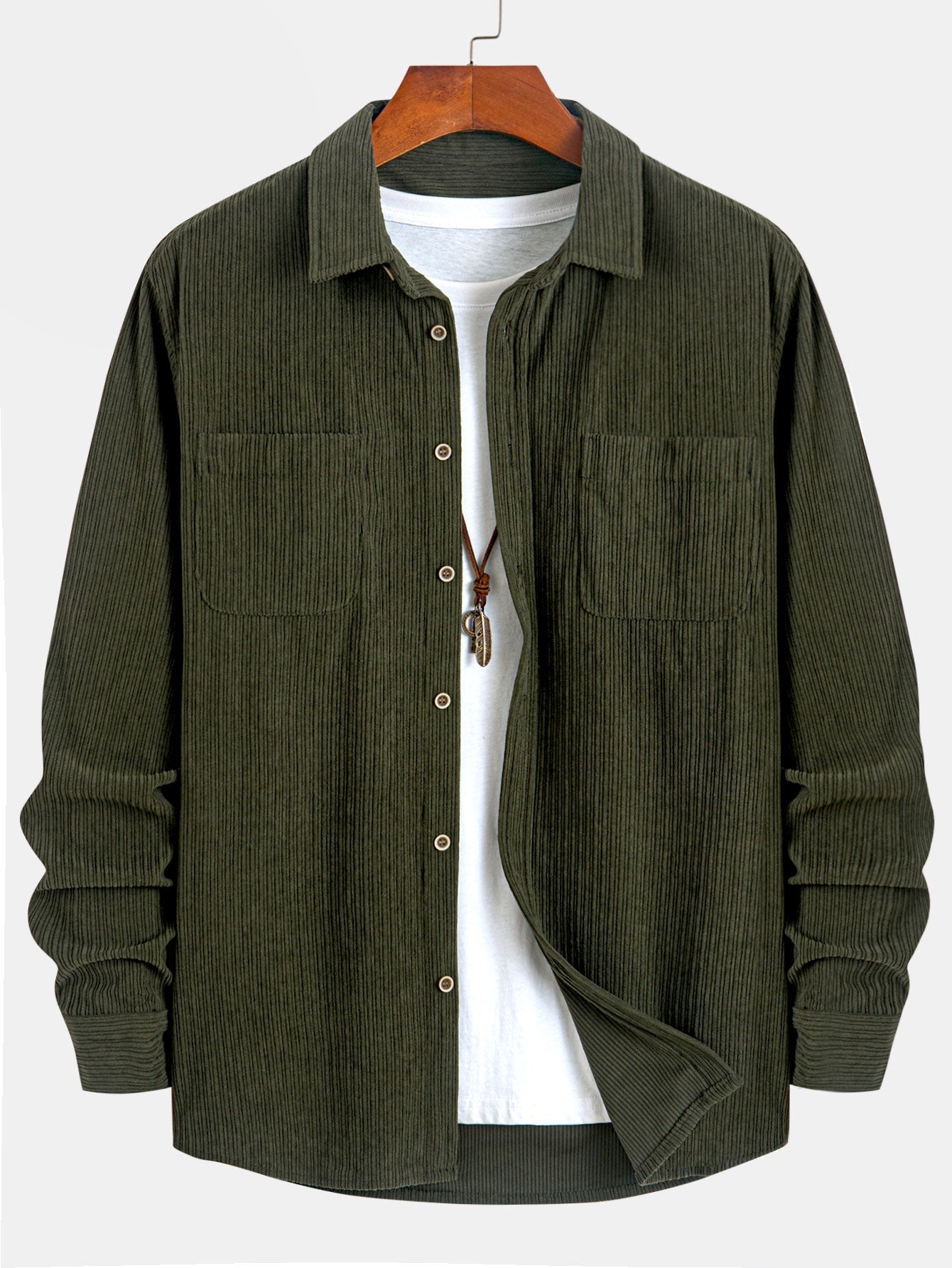 Kareem® | Long Sleeve Corduroy Pocket Button Up Shirt