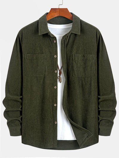 Kareem® | Long Sleeve Corduroy Pocket Button Up Shirt