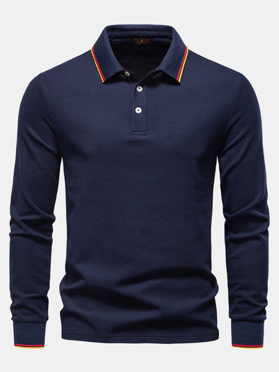 Vincent | Long Sleeved Contrast Polo Shirt