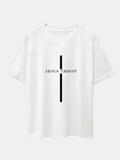 Olegario® | Jesus Christ Stripe Print Drop Shoulder Oversize T-Shirt