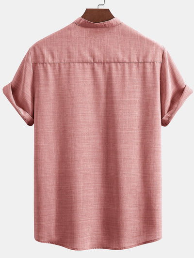 Narciso® | Short Sleeve Stand Collar Shirt & Linen Drawstring Shorts