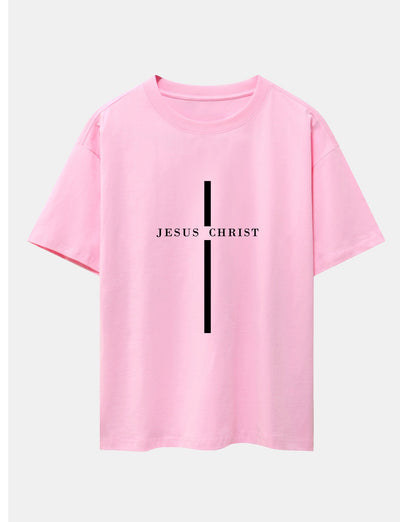 Olegario® | Jesus Christ Stripe Print Drop Shoulder Oversize T-Shirt