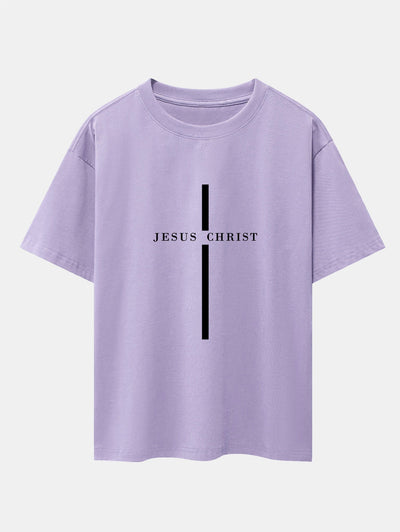 Olegario® | Jesus Christ Stripe Print Drop Shoulder Oversize T-Shirt
