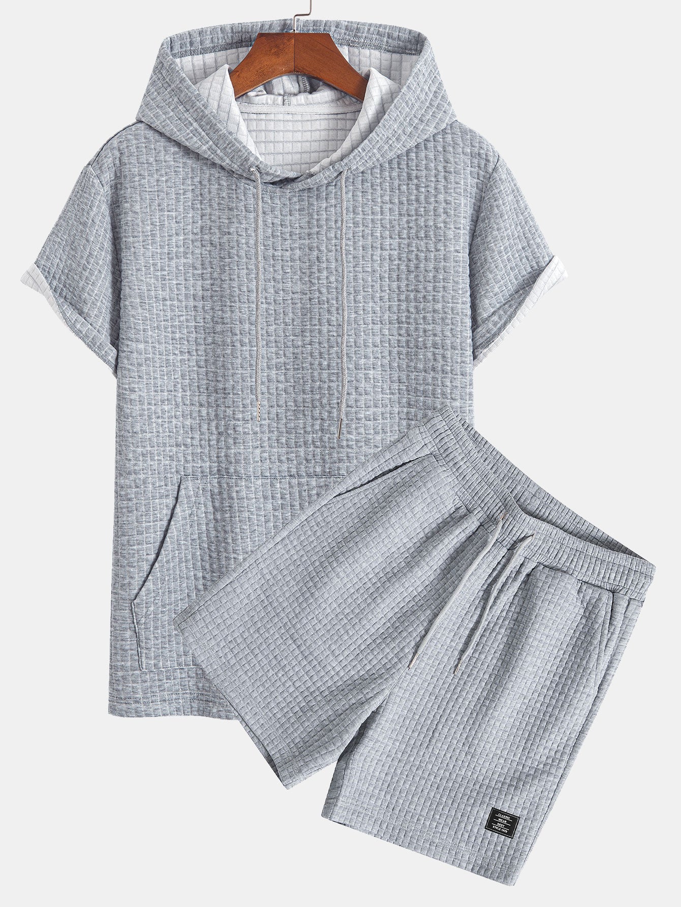 Casey® | Kangaroo Pocket Waffle Hooded T-Shirt & Shorts