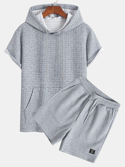 Cliff® | Kangaroo Pocket Waffle Hooded T-Shirt & Shorts