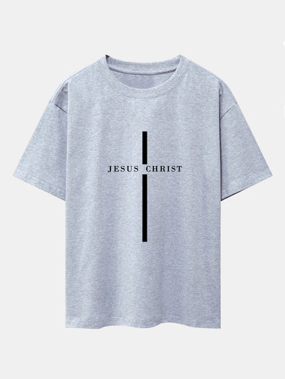 Olegario® | Jesus Christ Stripe Print Drop Shoulder Oversize T-Shirt