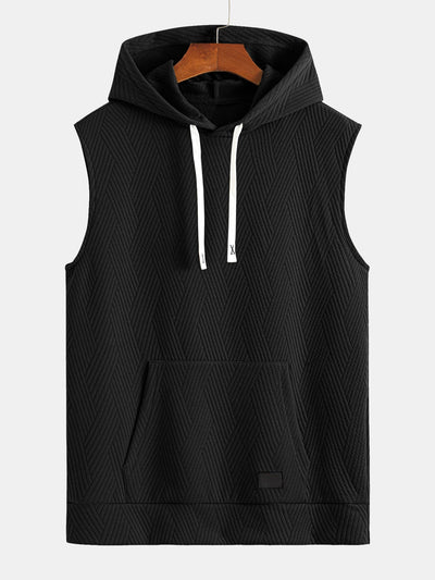 Brett® | Striped Jacquard Sleeveless Hooded T-Shirt & Shorts