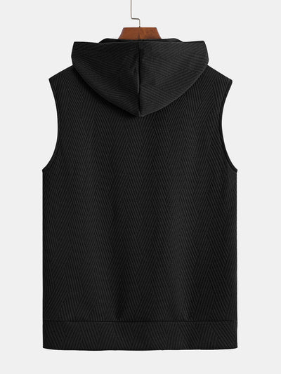 Chad® | Striped Jacquard Sleeveless Hooded T-Shirt & Shorts