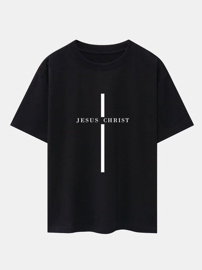 Olegario® | Jesus Christ Stripe Print Drop Shoulder Oversize T-Shirt