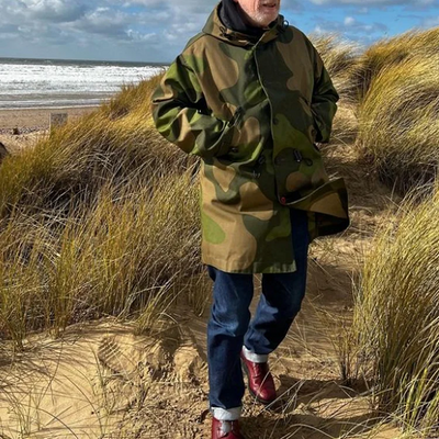 Men's Camoflage Hooded Single Breasted Trench Coat