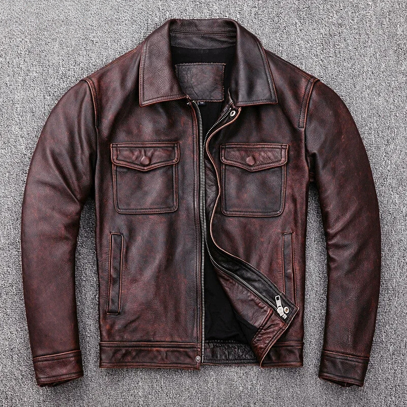 Théo | Elegant men's genuine leather jacket with zipper and buttons