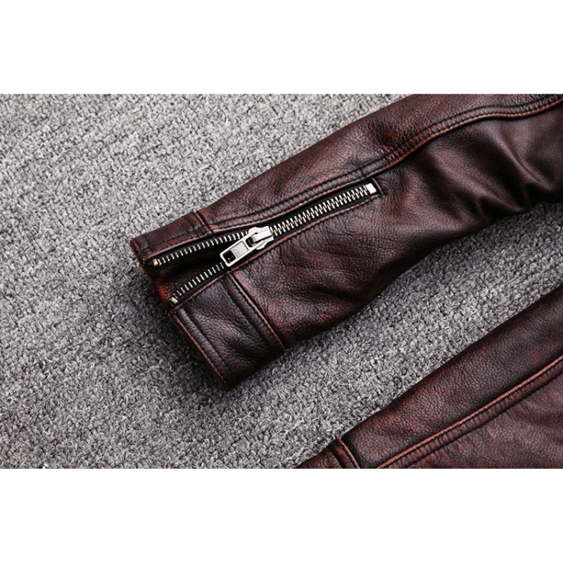 Théo | Elegant men's genuine leather jacket with zipper and buttons