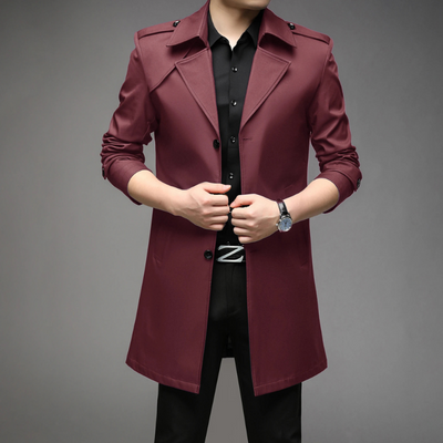 Otis | Elegant men's trench coat – classic coat with shoulder details