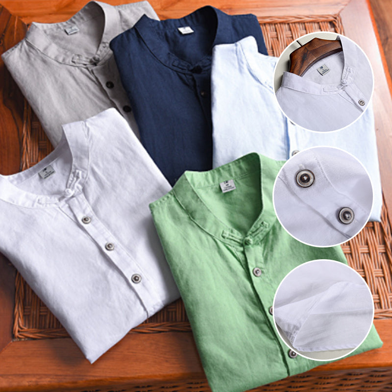 Kahlo® | Men'S Summer Chinoiserie Linen Shirt With Buttons