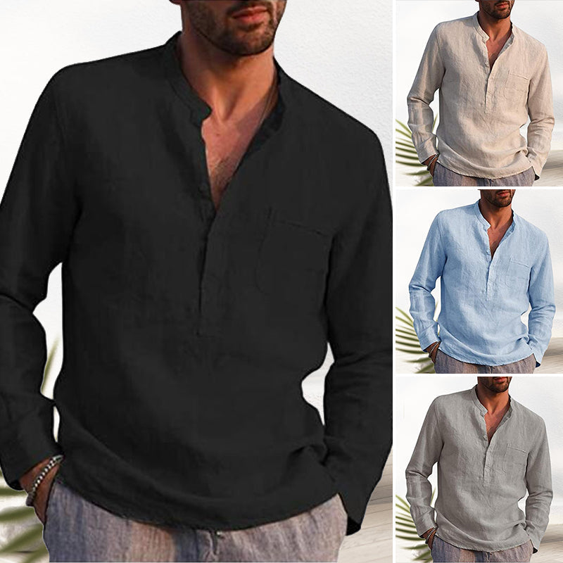Crispin® | Men'S Linen Shirt With V-Neck