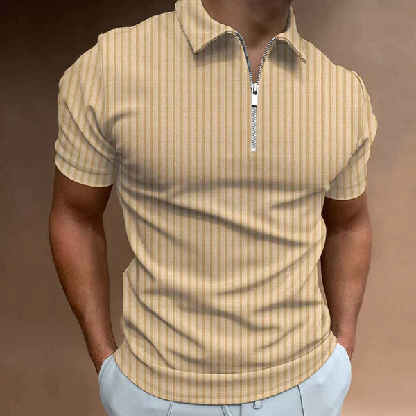 Maxim | Sporty men's polo shirt with stripes and zip