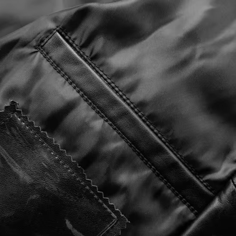 Teón | Warm men's leather jacket with stand-up collar - Lined and modern