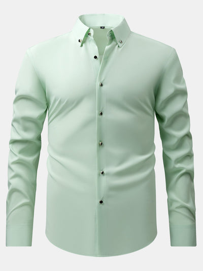 Fiorino® | Long Sleeve Dress Shirt with Faux Gemstone Metal Rim Buttons