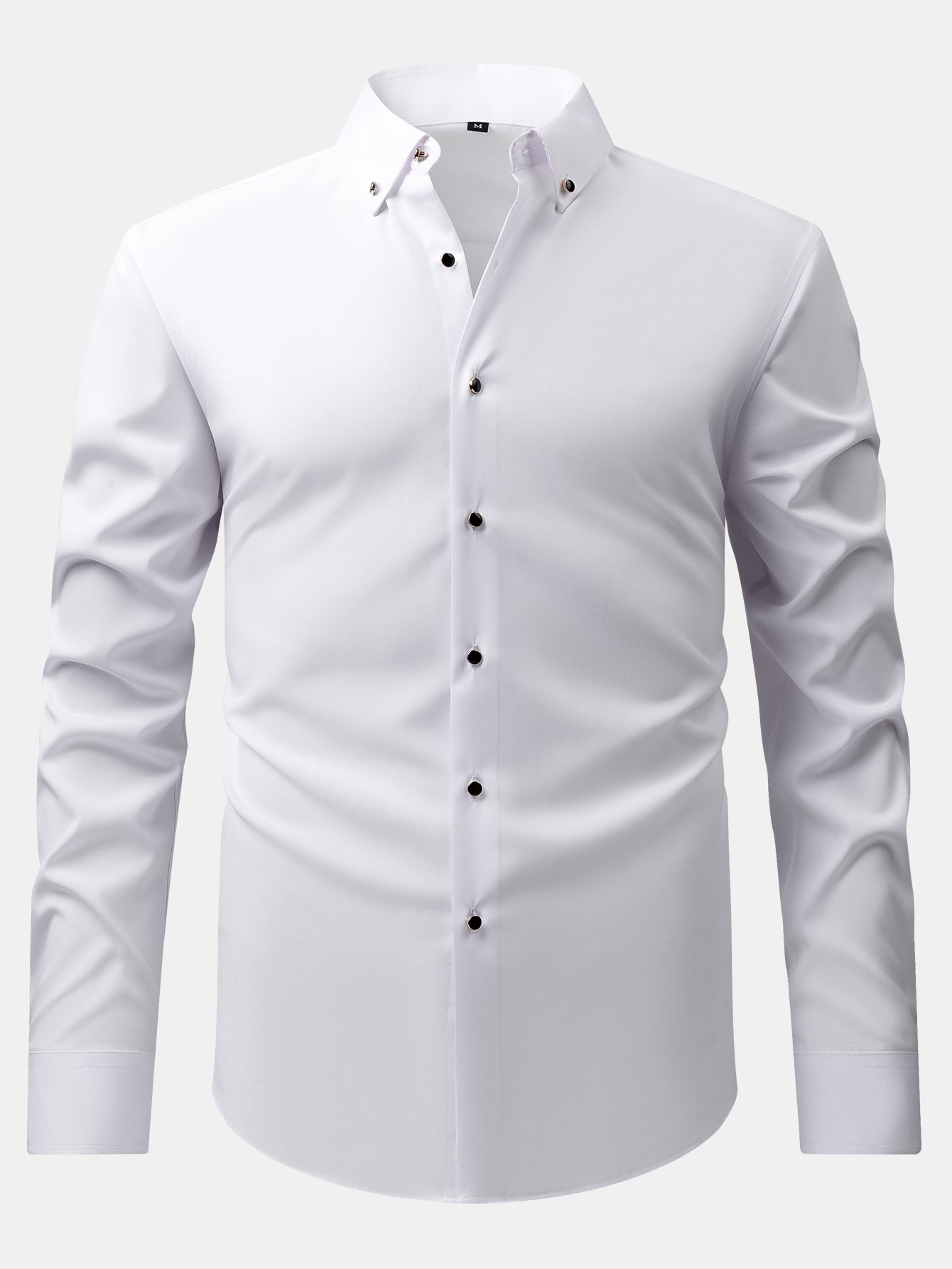 Fiorino® | Long Sleeve Dress Shirt with Faux Gemstone Metal Rim Buttons