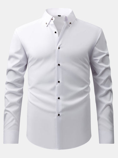 Fiorino® | Long Sleeve Dress Shirt with Faux Gemstone Metal Rim Buttons