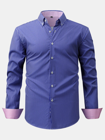 Kasper® | Long Sleeve Contrast Plaid Stripe Button Up Shirt