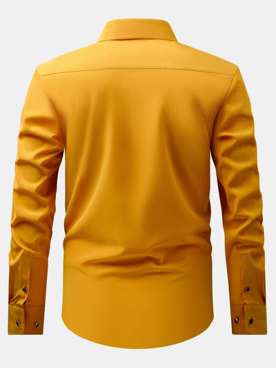 Fiorino® | Long Sleeve Dress Shirt with Faux Gemstone Metal Rim Buttons