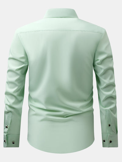 Fiorino® | Long Sleeve Dress Shirt with Faux Gemstone Metal Rim Buttons