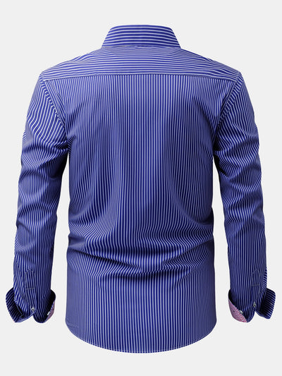 Kasper® | Long Sleeve Contrast Plaid Stripe Button Up Shirt