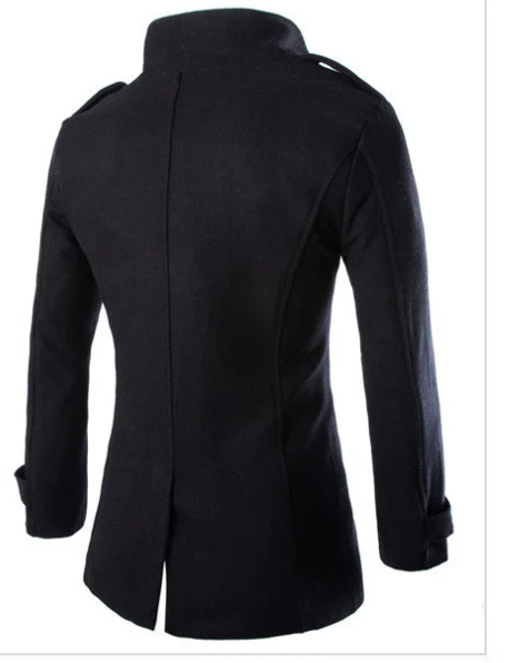 Paladio | Men's wool coat elegant double-breasted with epaulettes